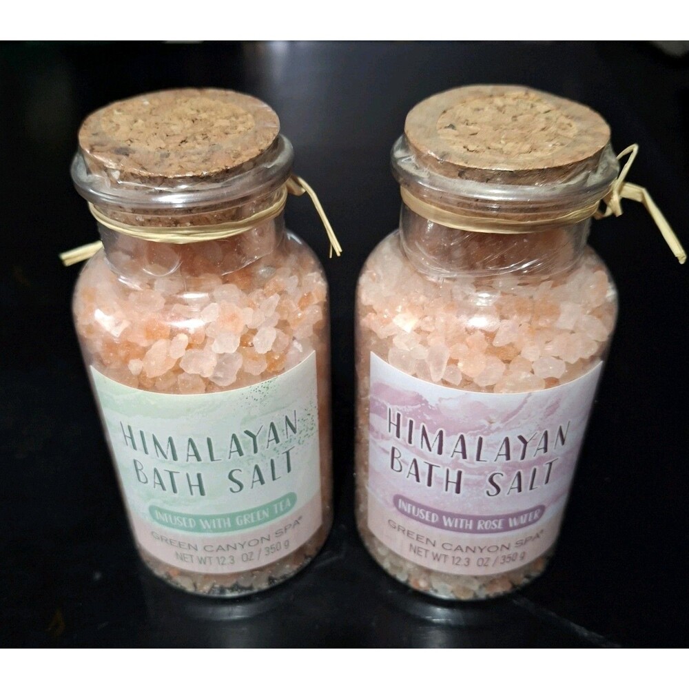2 Himalayan Bath Salt 1 Infused Rose Water, 1 Green Tea Green Canyon Spa